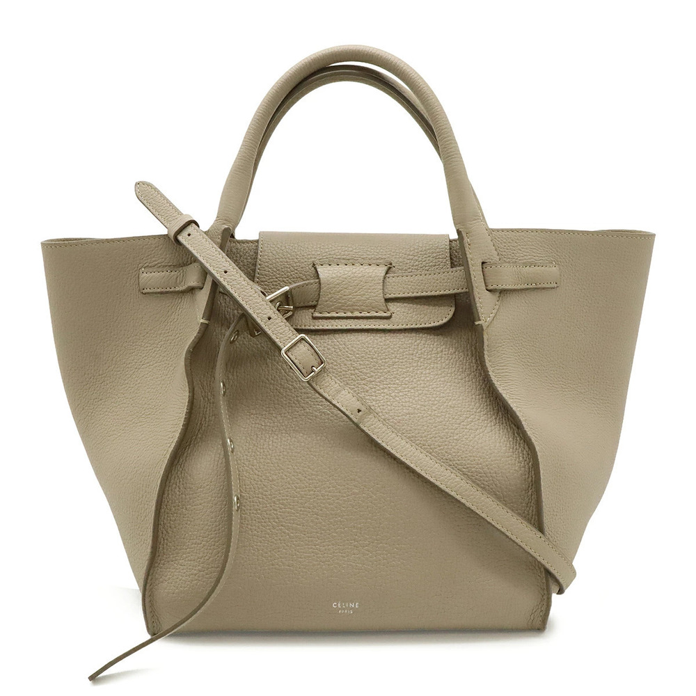 Celine Big Bag 2way Crossbody Leather Greige Gray